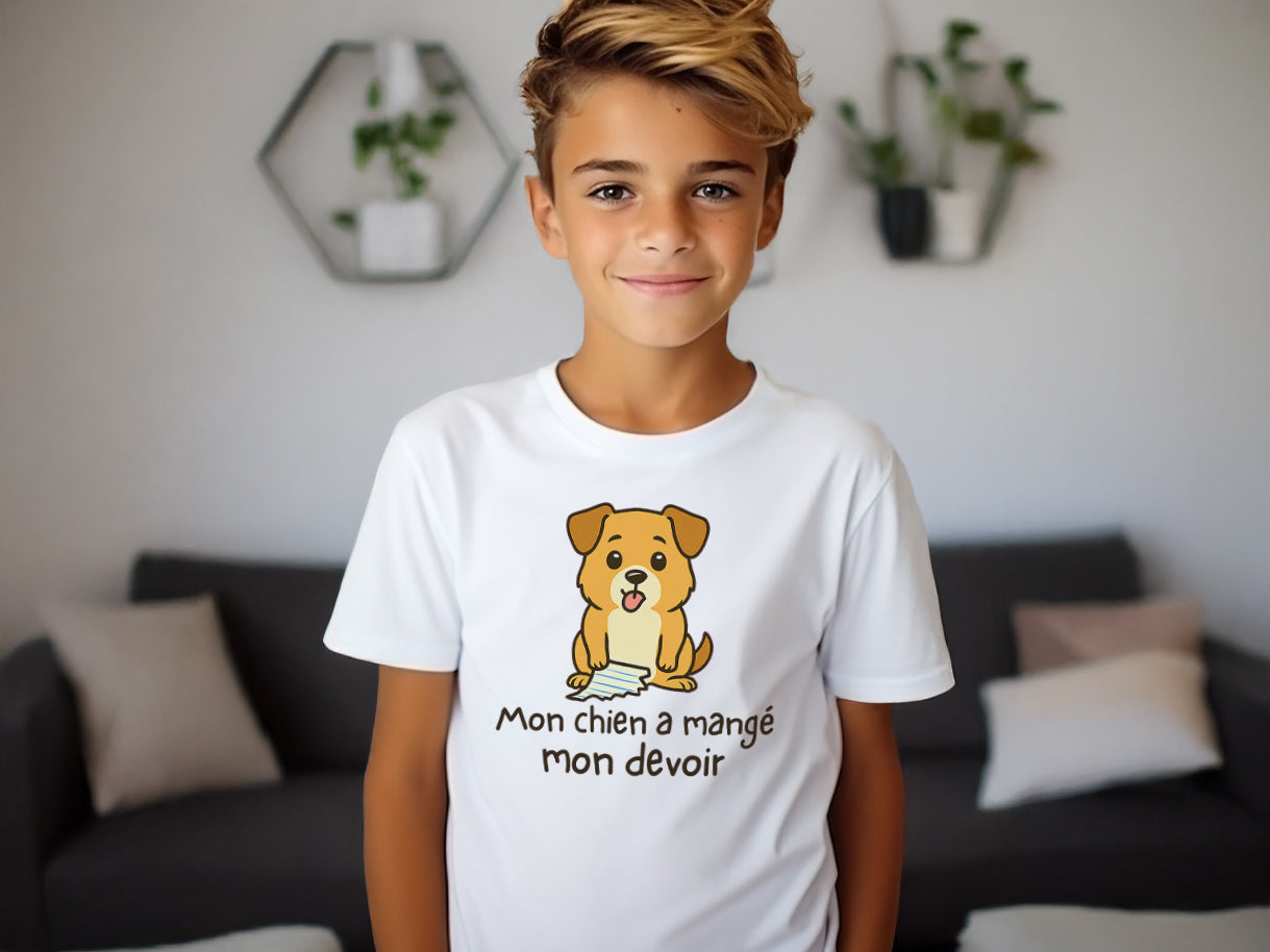 T-shirt enfant - Mon chien a mangé mon devoir