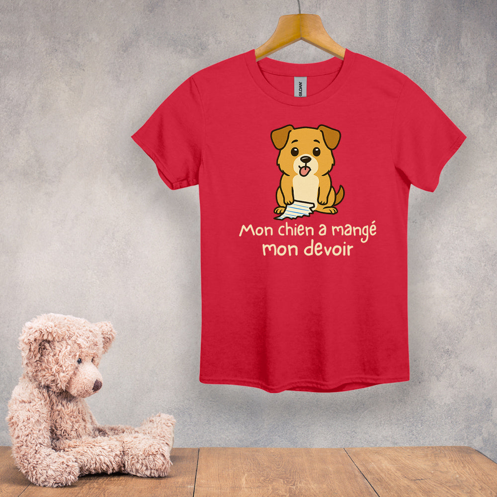 T-shirt enfant - Mon chien a mangé mon devoir