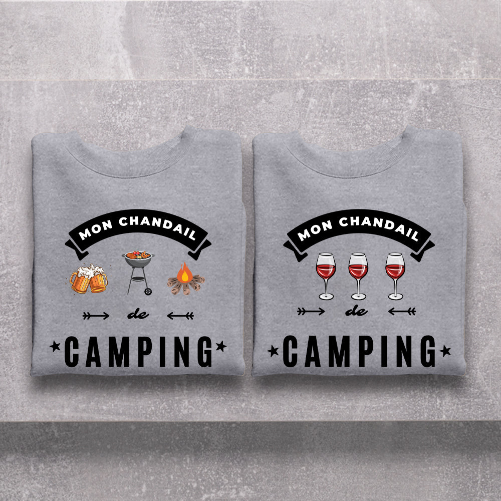 Crewneck - Mon chandail de camping (BBQ ou vin)