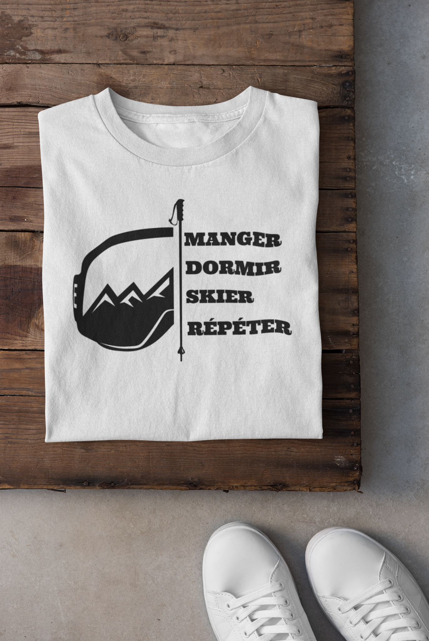 T-shirt - Manger, dormir, skier, répéter