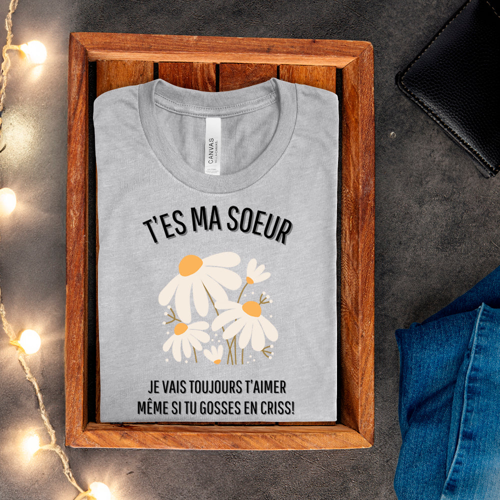 T-shirt - T'es ma soeur je vais toujours t'aimer même si tu gosses en criss