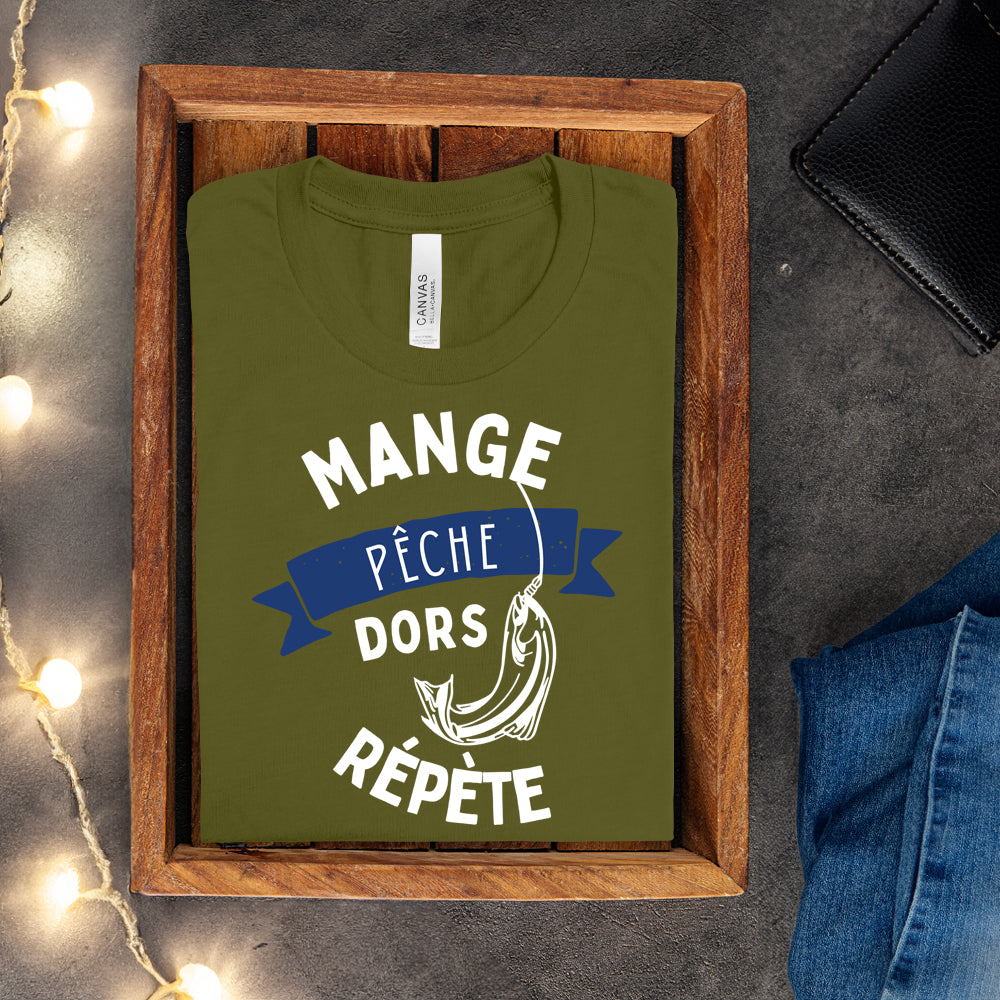 T-shirt - Mange, pêche, dors, répète