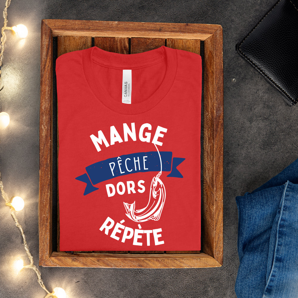 T-shirt - Mange, pêche, dors, répète