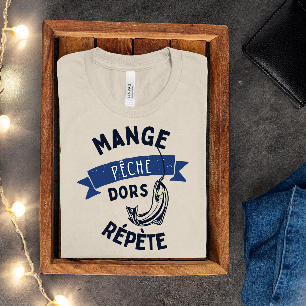 T-shirt - Mange, pêche, dors, répète