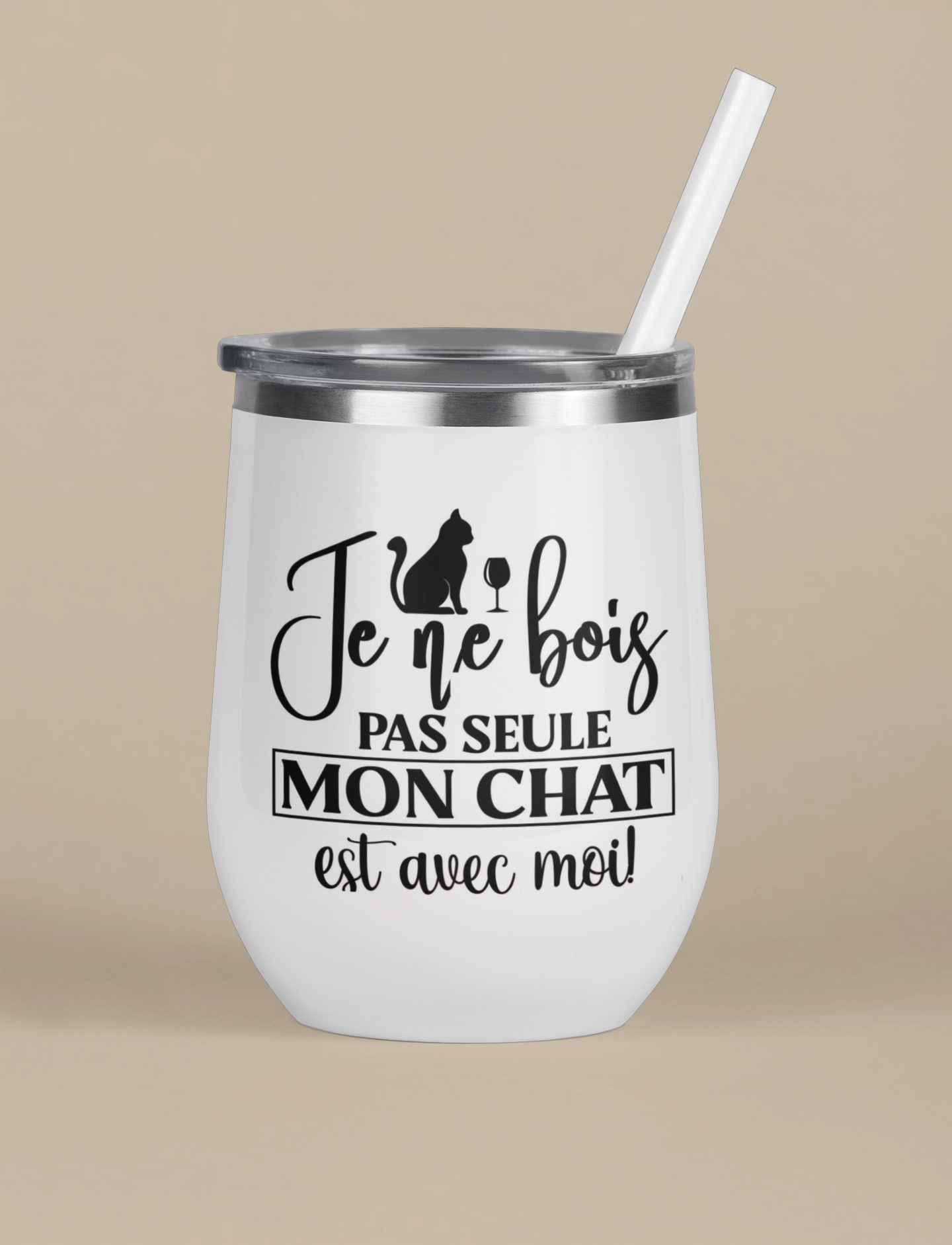 Verre thermos - Je ne bois pas seule, mon chat est avec moi