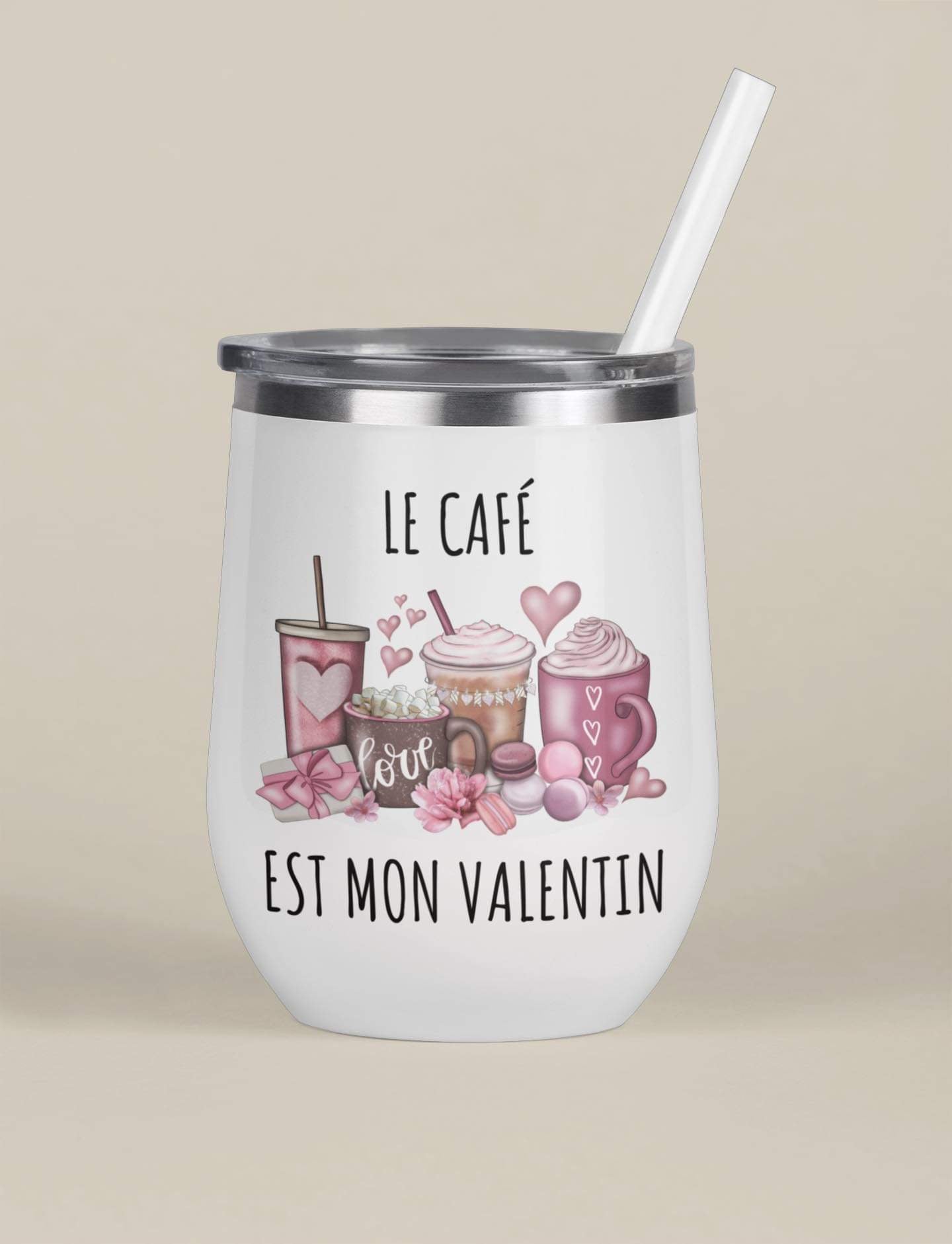 Verre thermos - Le café est mon Valentin