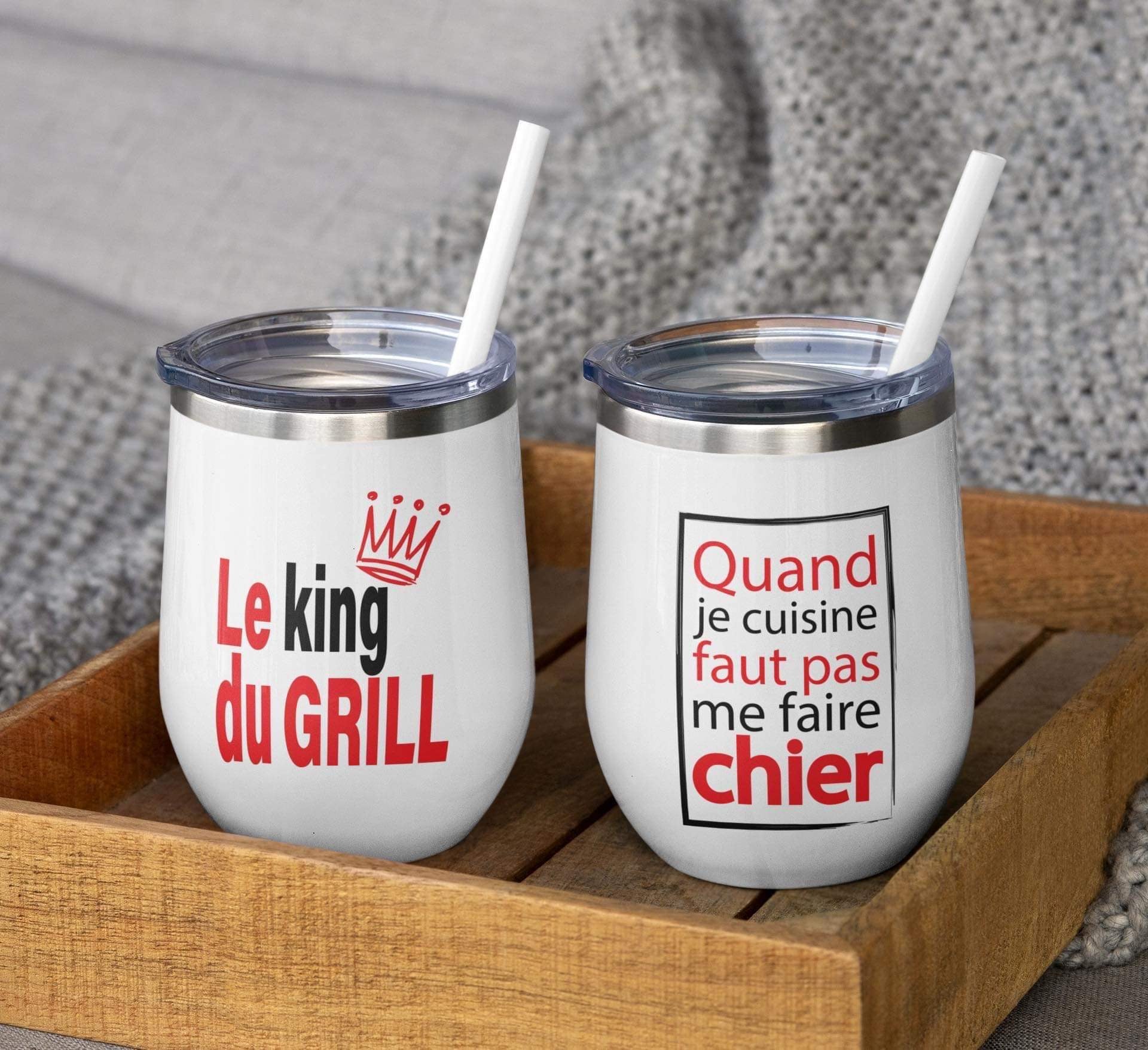 Duo verres thermos - Le king du grill & Quand je cuisine faut pas me faire chier